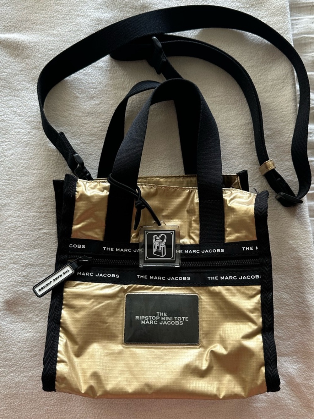 Marc Jacobs Gold and Black Mini Ripstop Tote